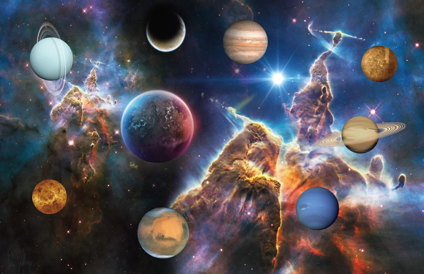 Professional 3D Large Wall Mural Nordic Modern Minimalist HD Starry Sky Universe Space Theme for Children's Room Background Wall