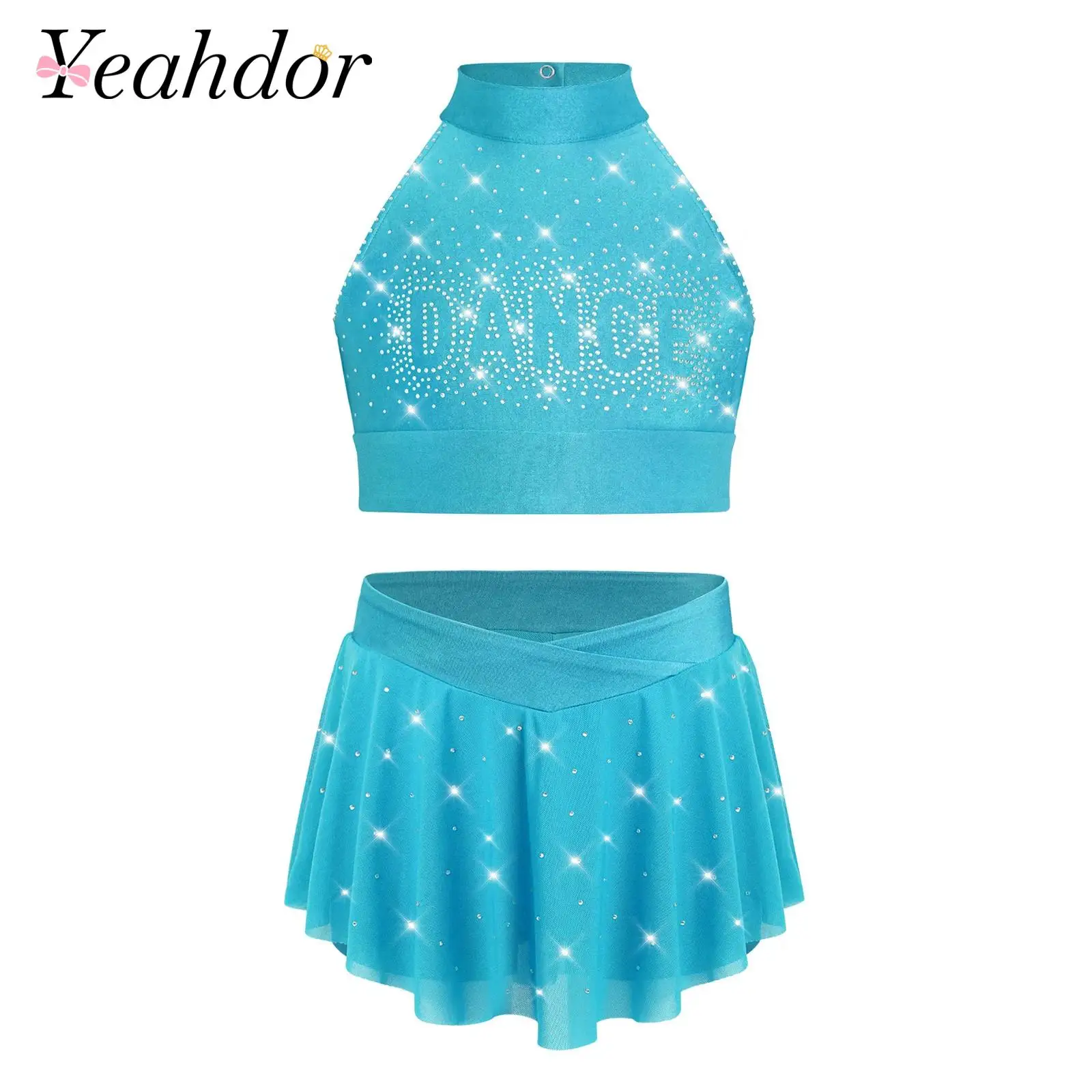 Children Skating Costume Suits Cheering Team Clothes Sets Girl Kids Ballet Cheer Dance Outfits Cheerleader Costume Dancewear