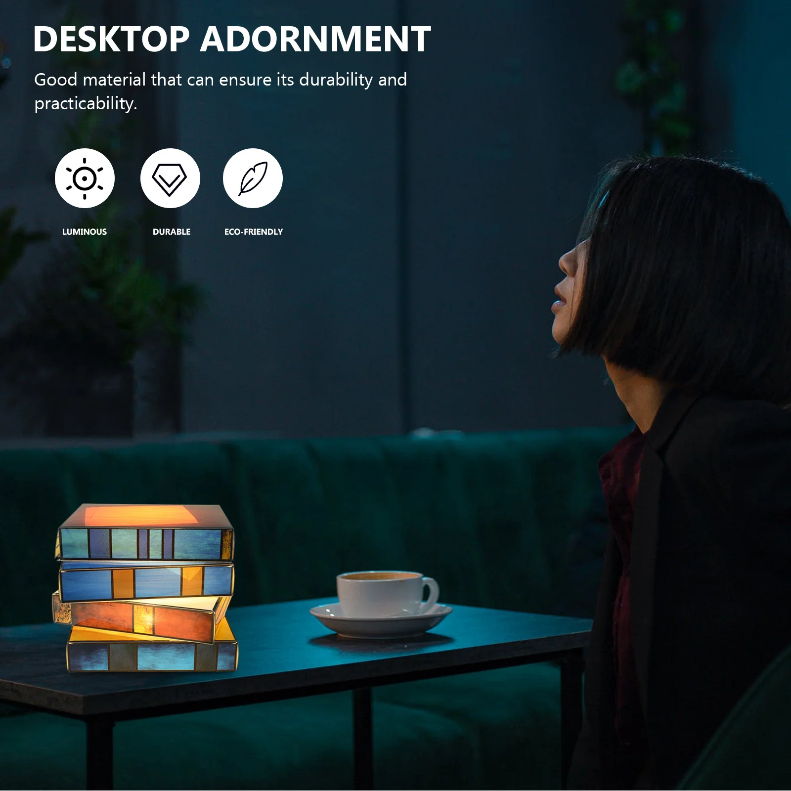 مصباح كتاب زجاجي ملون، ضوء ناعم صديق للعين لقراءة مصباح طاولة بجانب السرير، فكرة هدية لتزيين المكتب المنزلي