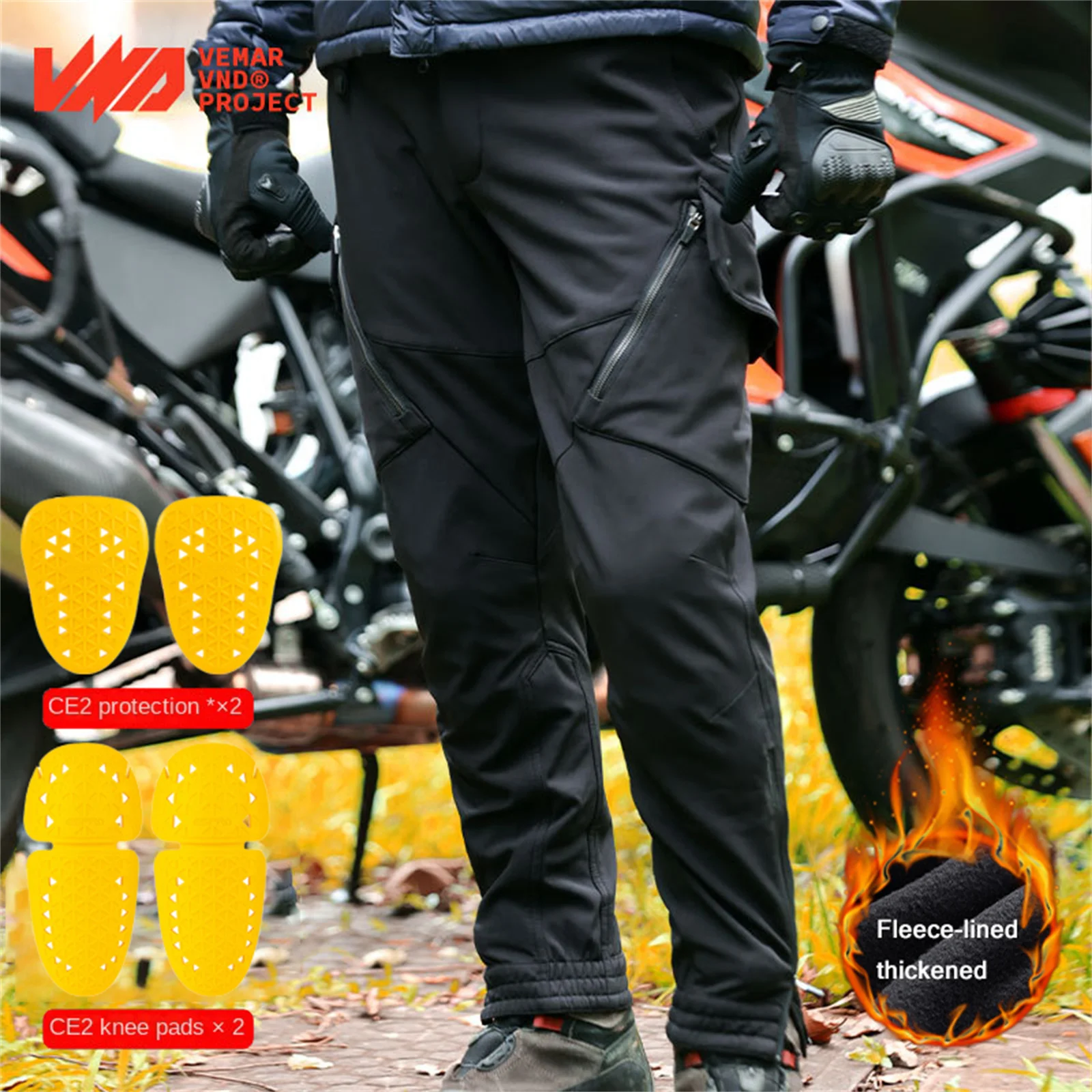 

Men's Vintage Motorcycle Pants Warm Sport Cycling Trousers Wear-Resistant CE2 Protective Pads Quick Release Magnetic Buckle Belt
