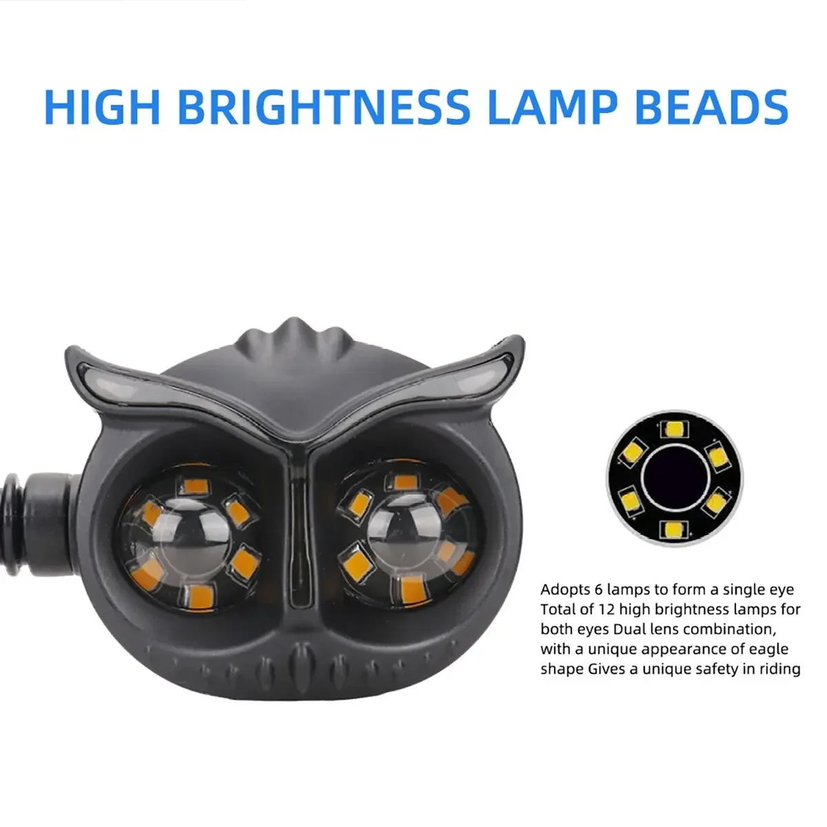 

2PCS Dual Color Owl Style Motorcycle Headlight Turn Signals Light Motorcycle Driving Light Headlight Motorbike Scooter Fog Lamp