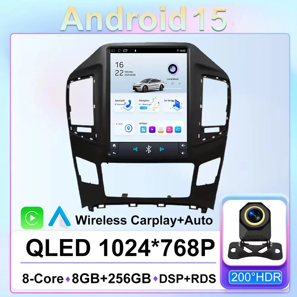 9.7 inch Android 15 For Hyundai H1 Grand Starex 2017-2018 Car radio Multimedia Video Player no 2 Din Carplay Auto Stereo 4G WiFi