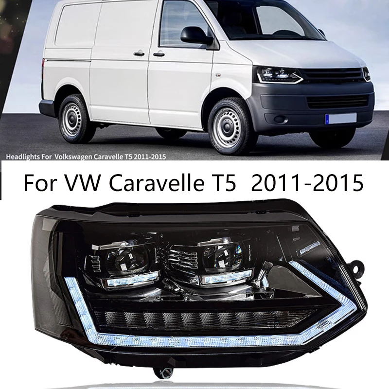 Стайлинг автомобиля в сборе для 2010-2015 VW Transporter Caravelle Multivan T5 светодиодный передний фонарь указатель поворота динамический передний фонарь