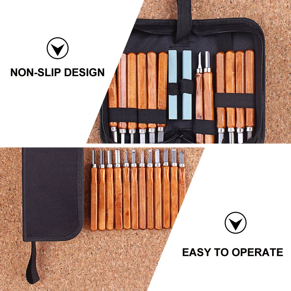 

14pcs Wood Carving Tool Set Whetstone Non-Slip Handle For Diy Sculpture Art Craft Carpenter Beginner Softwood Carving Kit Hand