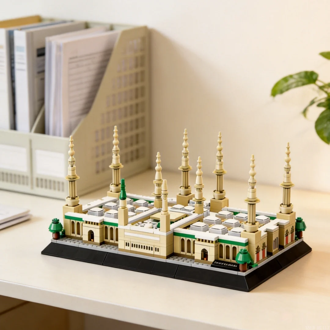 Landmark Architecture Model Mosque Medina Prophet's Temple Burj Khalifa Building Blocks Toy-Desk Decor Collectible,Holiday Gift