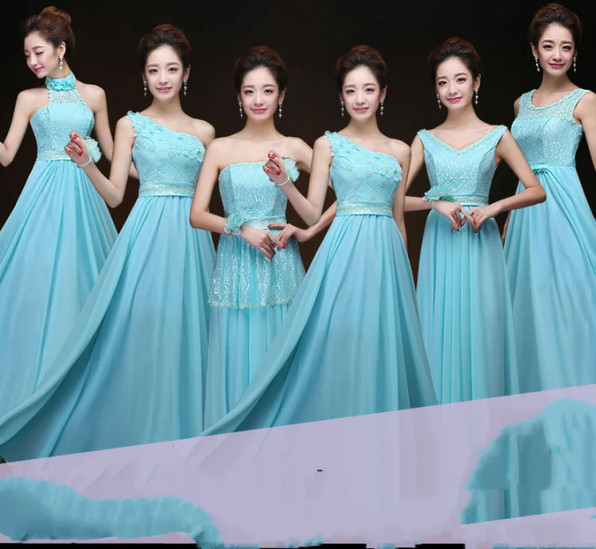 Customized Ice Blue Chiffon Bridemsiad Dress Graduation Performance Gown A-Line Sleeveless Event Wedding Guest Dresses