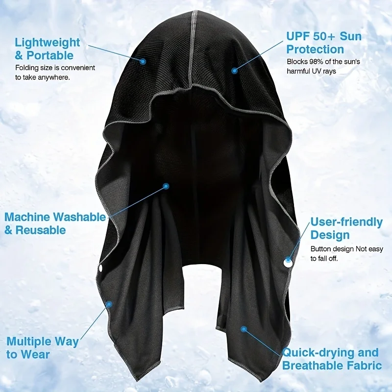 

U Cooling Hoodie Towel Beach Camping Gym Building Sun Protection Quick Drying Sports Cooling Towel Headband