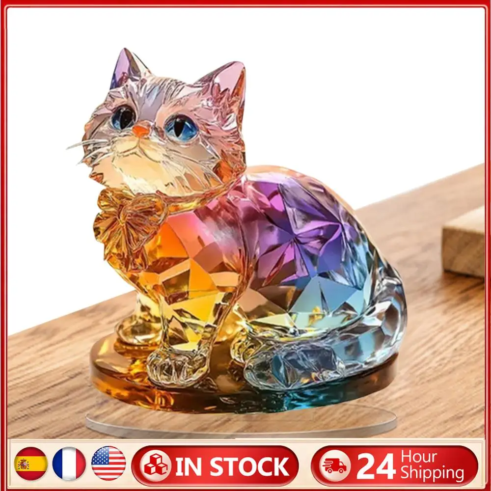 

Kitten Desktop Standing Decoration Acrylic Cat Ornaments Miniature Cat Decorative Desktop Decoration Gifts for Women Mother Wife