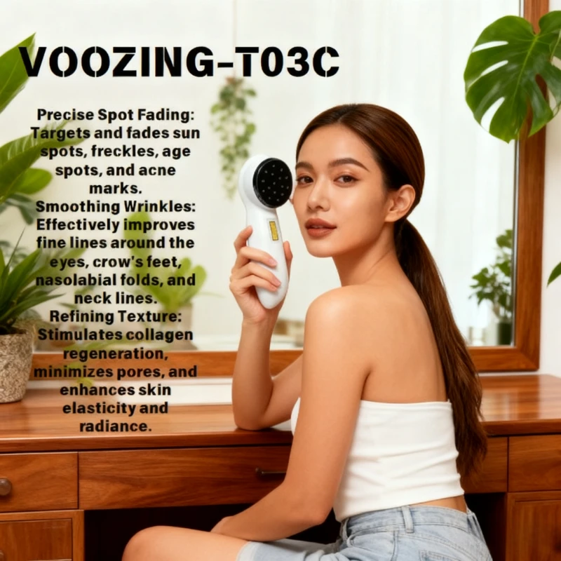 

VOOZING-T03C USB Rechargeable Laser Facial Device 650nm Wavelength for Reducing Fine Lines Eye Wrinkles & Age Spots Skin Tool