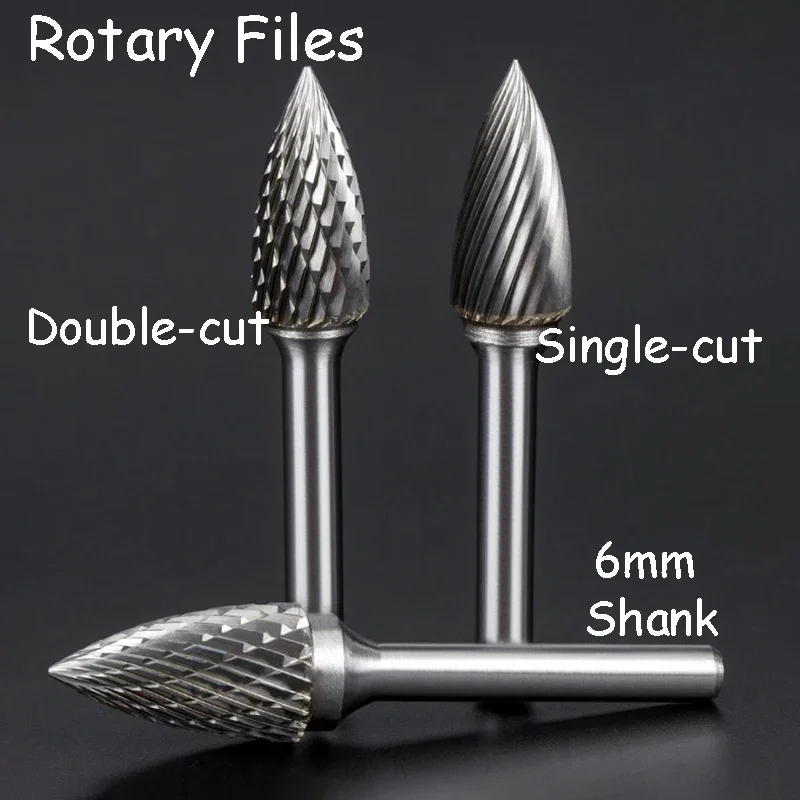 Rotary File Carbide Grinding Head 6~16mm Diameter Tungsten Steel Milling Cutter Grinding Head G-Arc Tip 6mm Shank