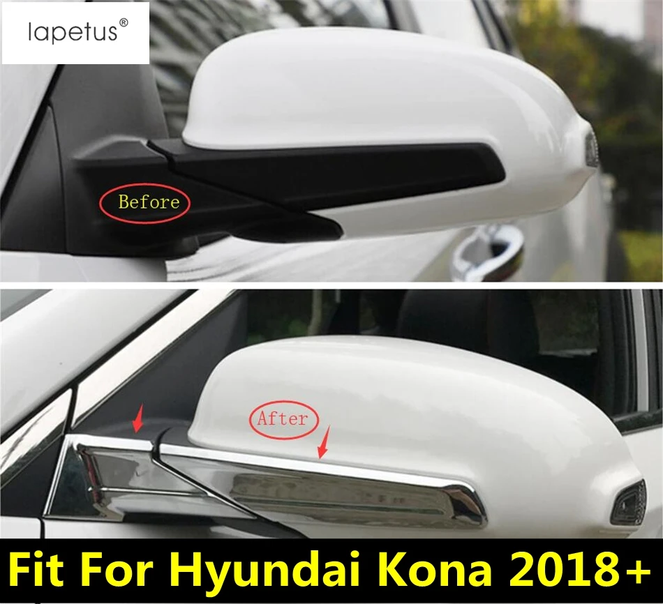 

Chrome Rearview Mirror Overlay Rubbing Strip Decoration Cover Trim Accessories Exterior Refit Kit For Hyundai Kona 2018 - 2022