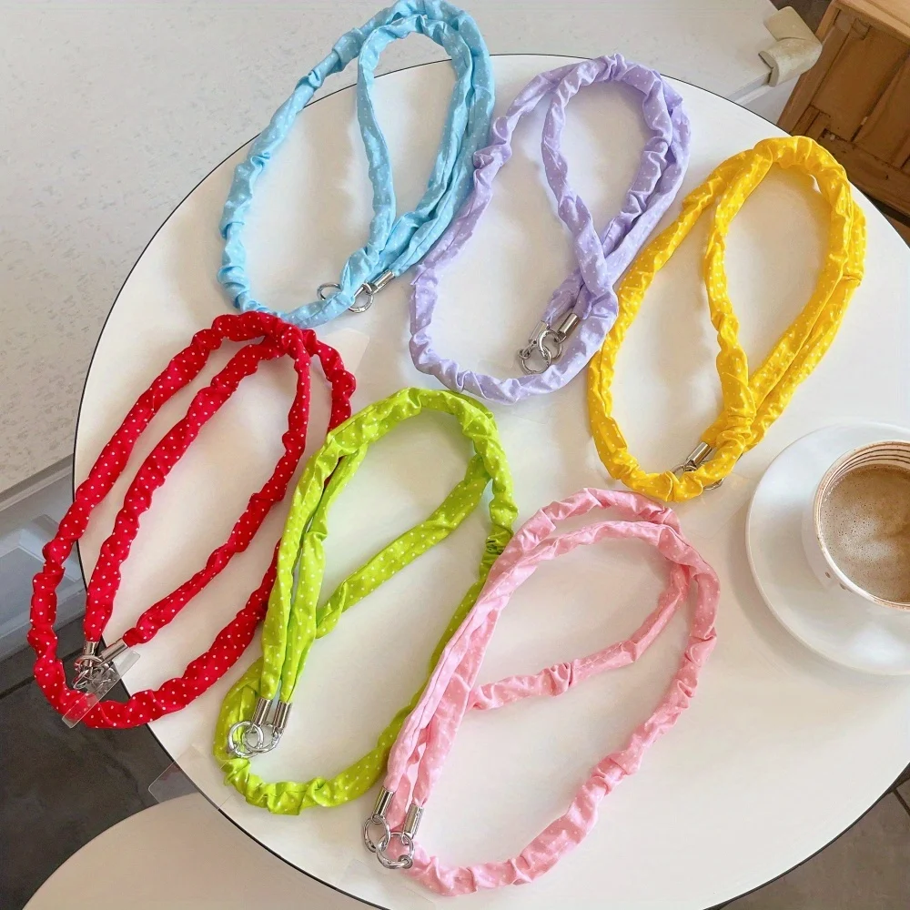 

[Ls 2D12] Versatile pleated messenger long rope, suitable for mobile phone case, small fresh girl heart outdoor bag pendant