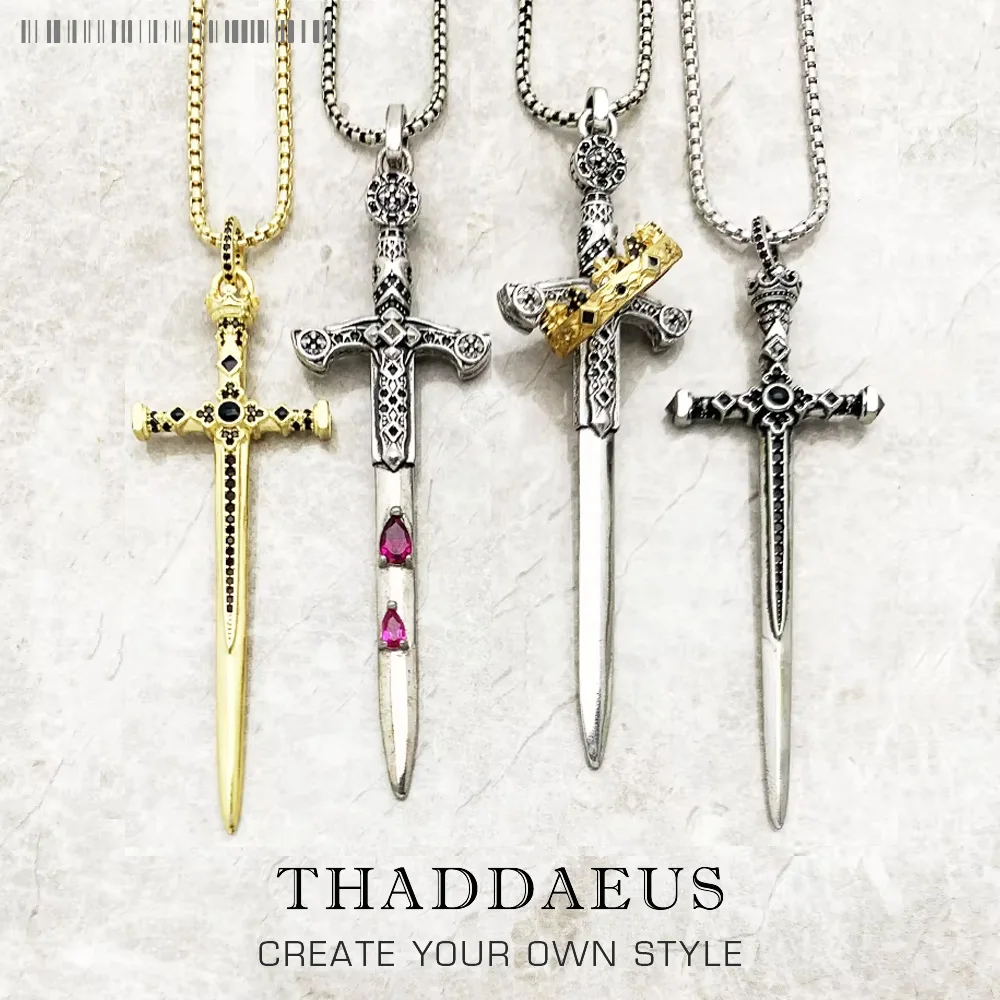 

Кулон с мечом, звено цепи, ожерелье, летние брендовые новые ювелирные изделия, европейское серебро 925, винтажный подарок для женщин и мужчин