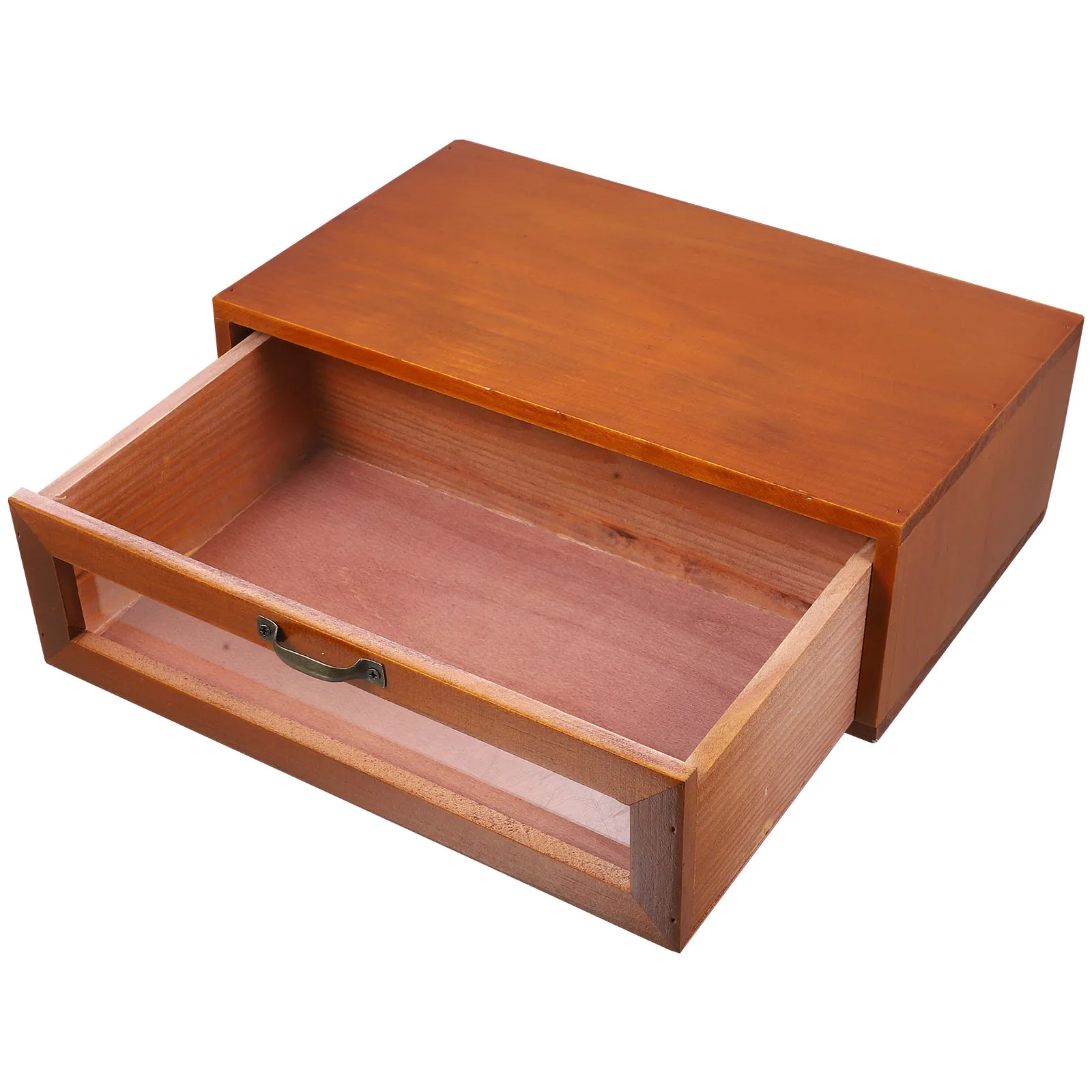 

Solid Wood Drawer Storage Box 2 Drawers Retro Desk Organizer Makeup Stationery Holder Practical Tabletop Storage