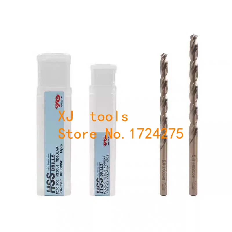 Taladro helicoidal hecho en Corea YG-1, D2101, 2,0-7,0mm, 10 unids/set/juego, HSS-C08 % M42, procesamiento: acero inoxidable. Aleación de acero Aluminio, etc.