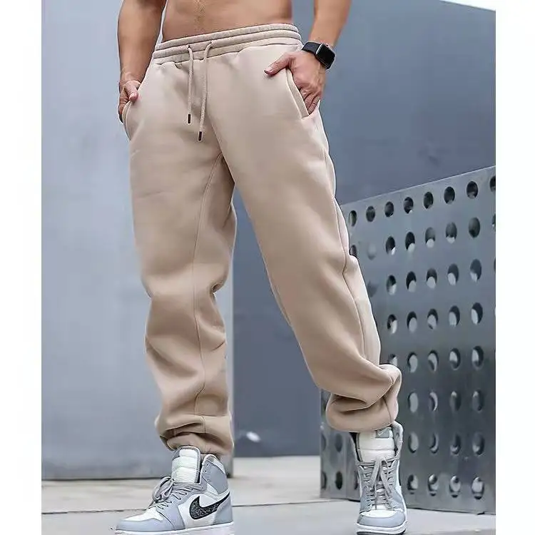 Winter Crotch Thickened Velvet Casual Pants Men Hip Hop Sports Running Track Sweatpants Elastic Fitness Basketball Trousers Male