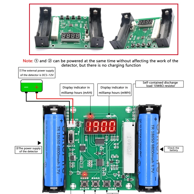 18650 Lithium Battery Capacity Tester Module High Precision XH-M239 LCD Digital Display True Capacity Module MaH/mwH Measurement