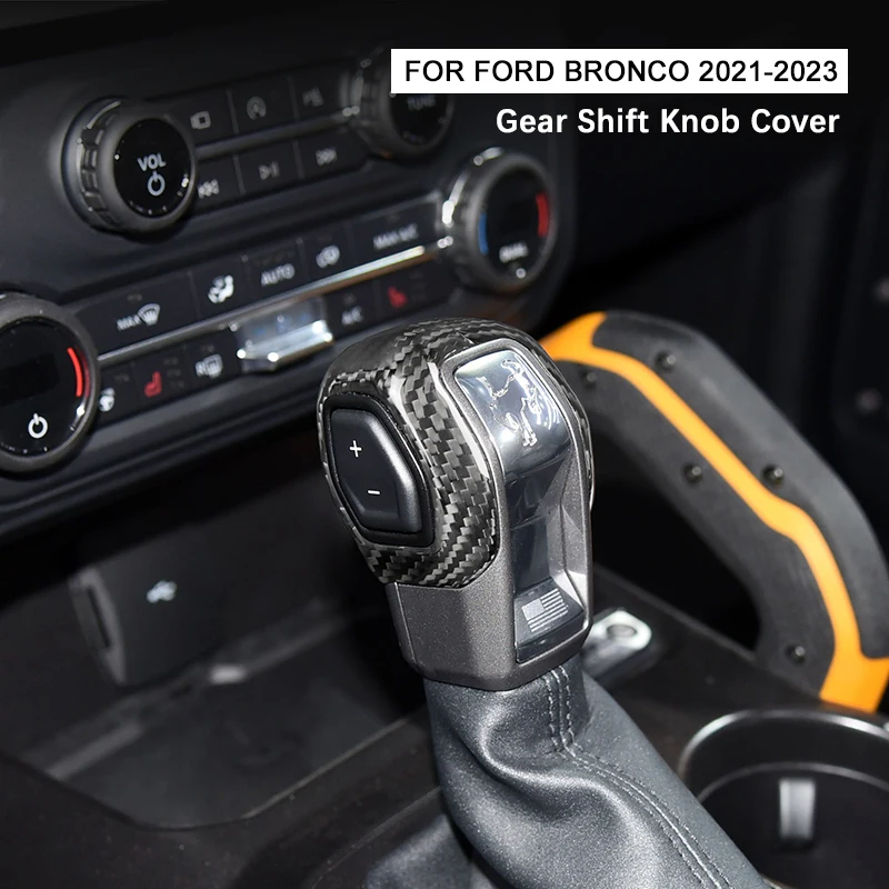 

Car Gear Head Cover Sticker Real Carbon Fiber Decals For Ford Bronco 2021 2022 2023 2024 2025 Interior Styling Accessories