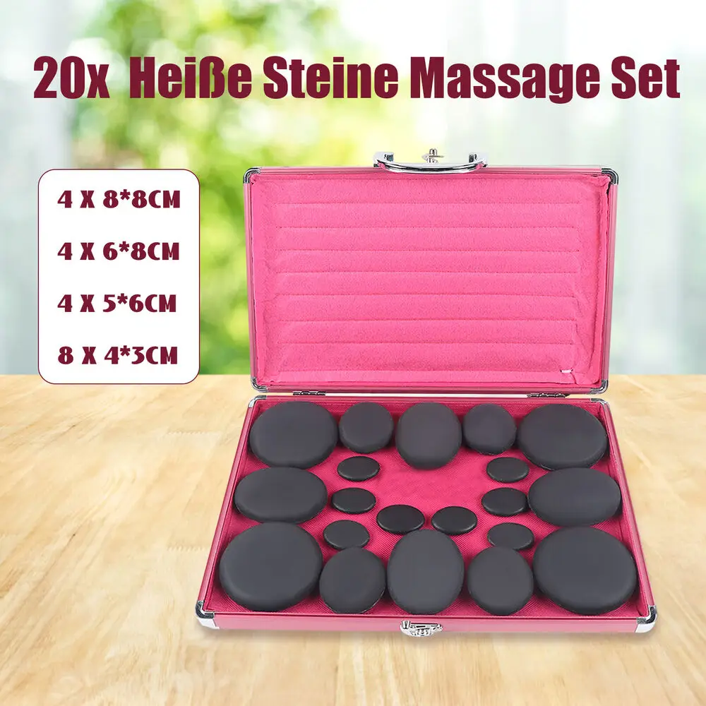 Hot Stone Massage Set Large Warmer Heating Box & 20x Heat Stones Heat Device Spa-