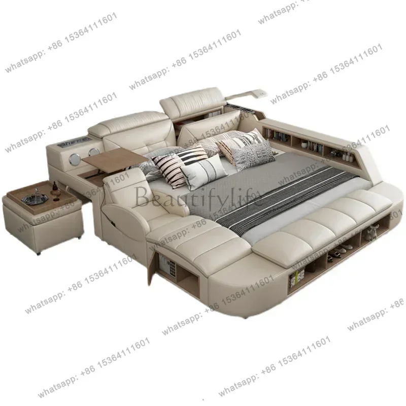 Storage Simple Double Bed Massager Charge Adjustable Modern Bed Frame Electric Lit Multifonctionnel King Size Bed Set Furniture
