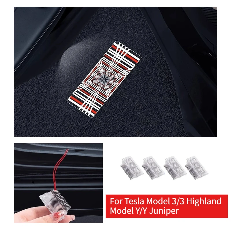 For Tesla Model 3 Y Juniper Car Door LED Logo Projector Puddle Lights Ultra-Bright Welcome Light 3D Laser Ghost Shadow Light