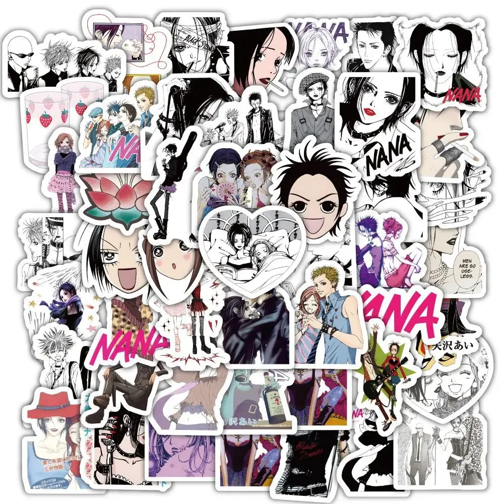 10/60Pcs Kawaii NANA Anime Stickers Cool Girls Stickers DIY Skateboard Scrapbooking Stationery Luggage Cartoon Decal Kids Toy