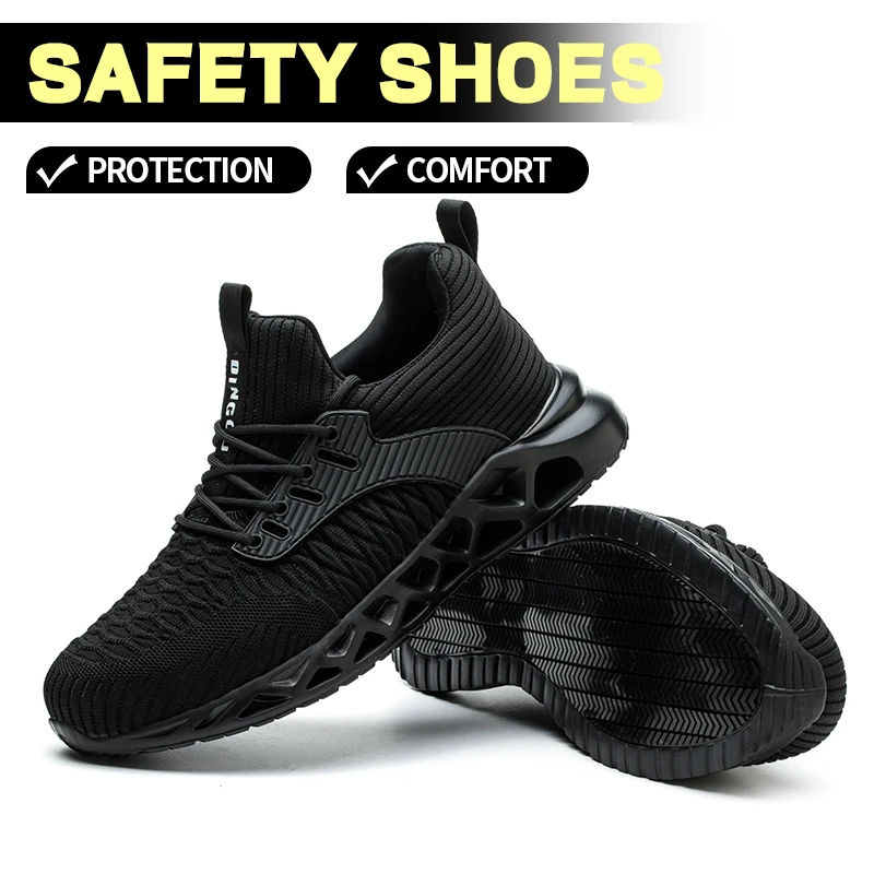 Comfy Breathable Woven Knit with Shock Absorption and Non-Slip Sole Puncture-resistant Kevlar Soft Sole
