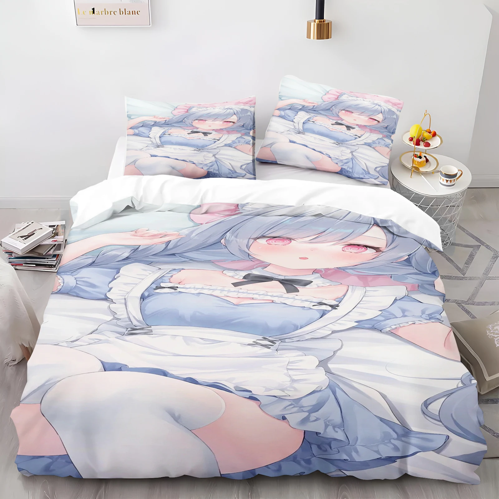 2/3-Piece Set Beautiful Girl Duvet Cover Animal Cartoon Children Cute Polyester Soft Breathable Comforter Animation Bedding