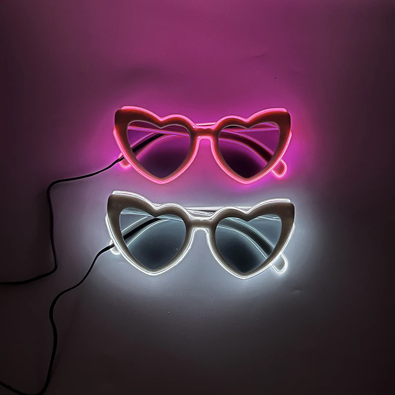 Lunettes lumineuses en forme de cœur, 1/5 pièces, décoration de mariée, lunettes LED avec lumière, pour enterrement de vie de jeune fille, accessoires Photo