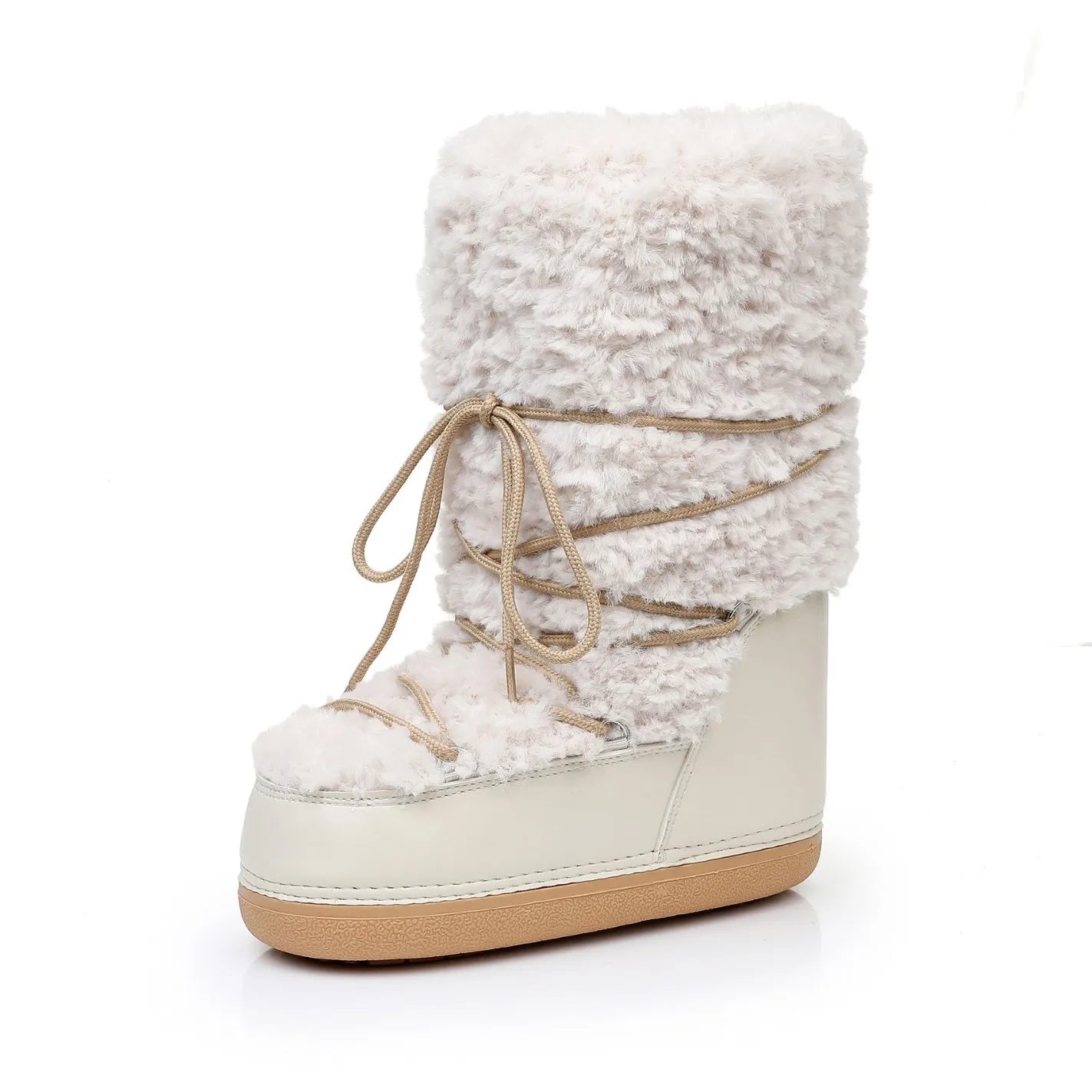 Winter Space Boots Sheepskin Fluffy Moon Snow Boots for Women Custom Casual Shoes