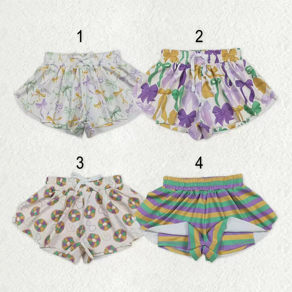 

z1201-19 SS0682 girl dresses Summer baby girl clothes mardi gras stripe shorts Wholesale Boutique kids clothes girl