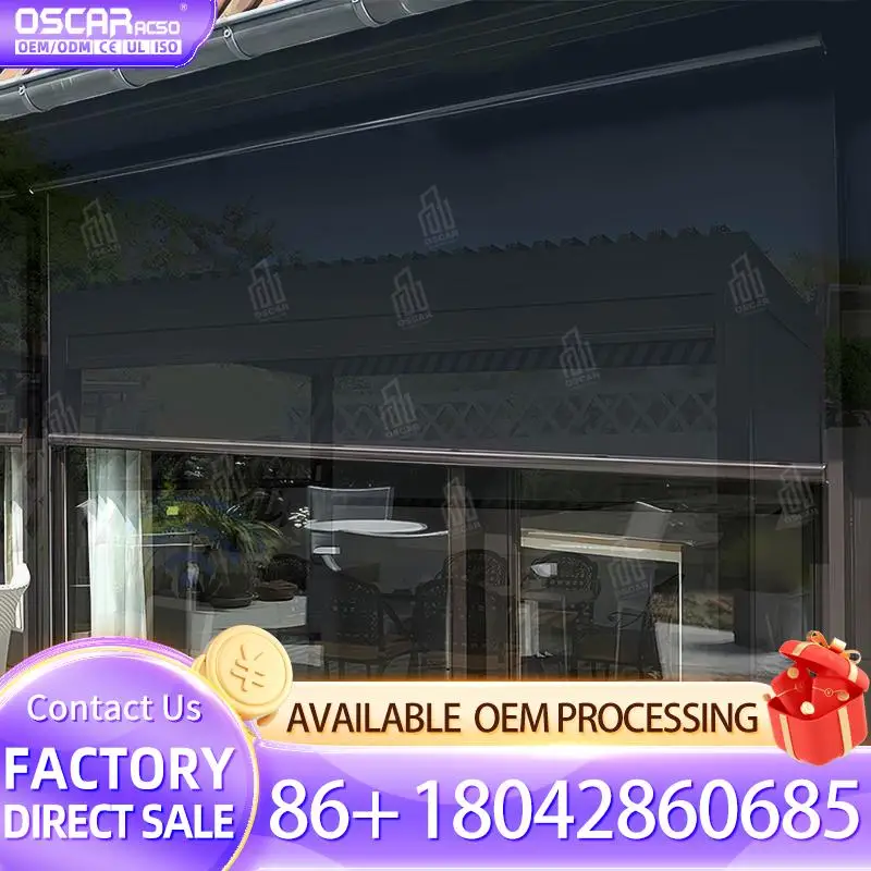 

Windproof Waterproof Automatic Roller Blinds Blackout Shades Ecofriendly Outdoor Zip Track Screen Shutters Rolling Blind