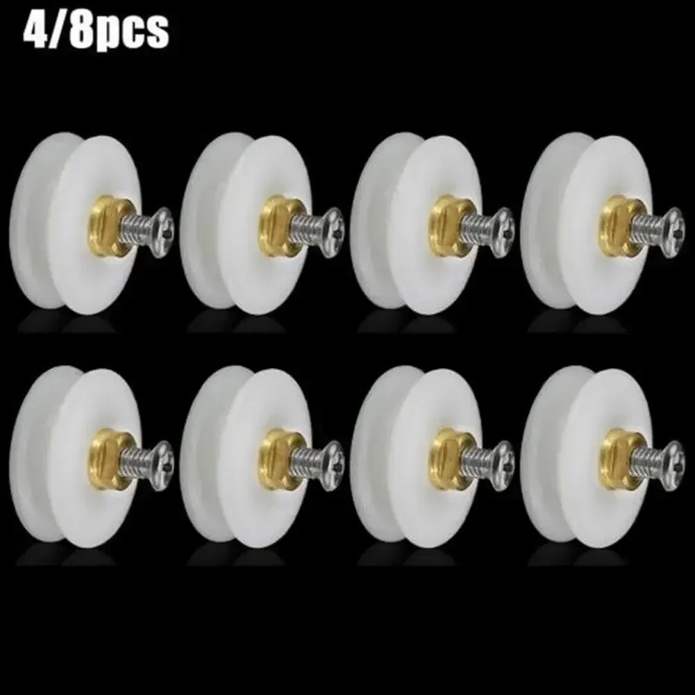 4/8pcs Shower Door Rollers / Runners / Wheels Grooved 22mm Diameter Shower Sliding Door Wheel Runner Pulley Shower Parts