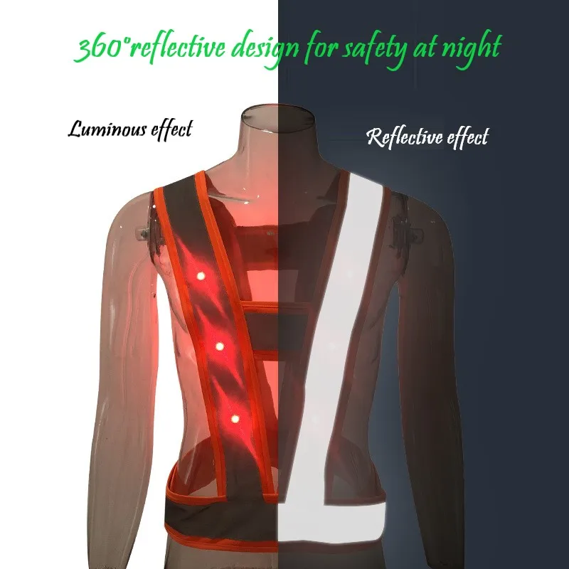 BA-C07 LED Luminous Vest Bright Reflective Strap Night Run Riding USB Charging Safety Warning Belt Luminous Work Clothes