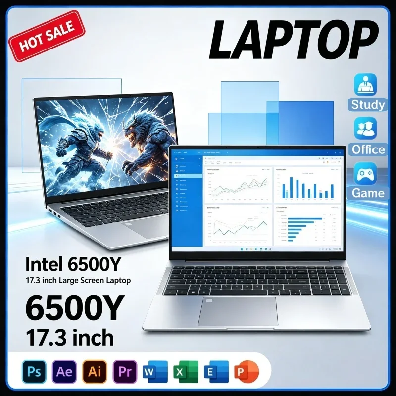 Large Screen Laptop 17.3 Inch Intel 6500Y 16/32GB RAM Excellent Windows11 1/2TB BIG SSD Portable Laptop Office Study
