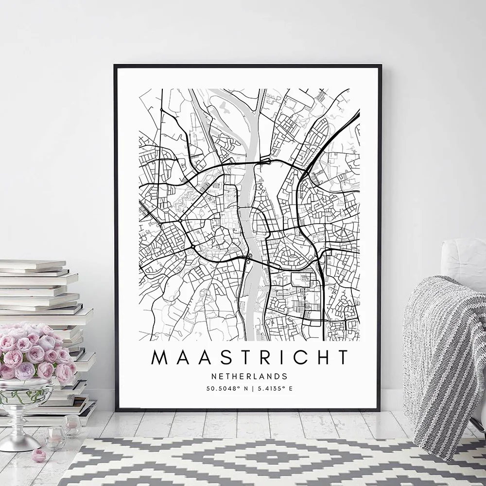 Maastricht Map Poster Custom Any City Map Minimalistic Wall Art Canvas Painting Nordic Posters and Print Living Room Home Decor