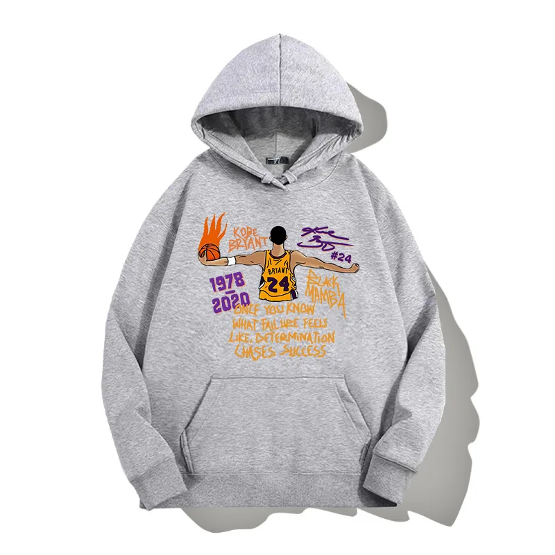 Trendy cartoon Kobe American basketball hooded sweatshirt for men and women, autumn and winter youth, trendy loose shoulder long