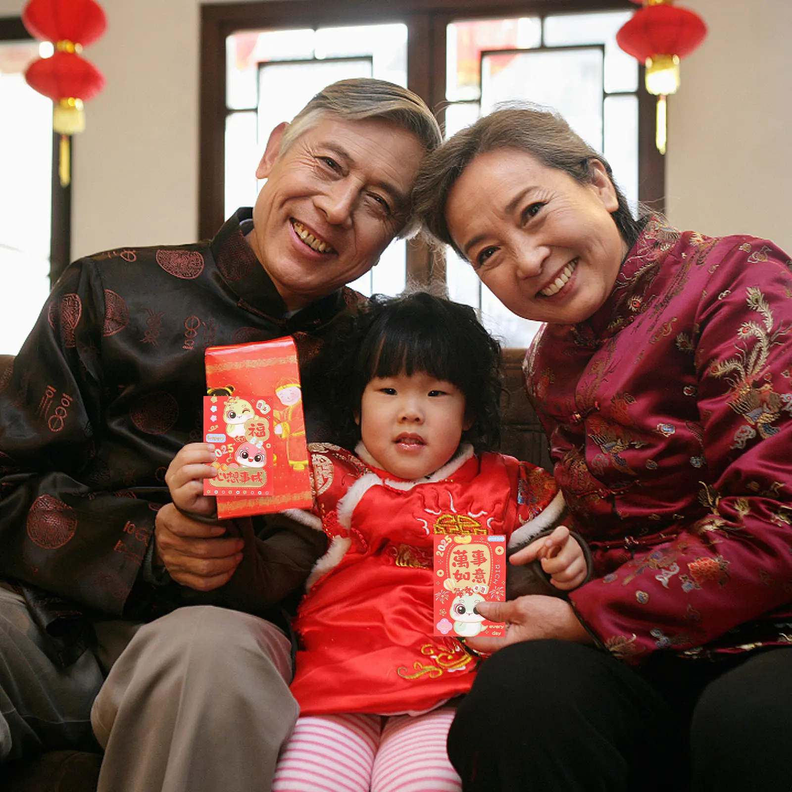 60Pcs Traditional Chinese Red Envelopes Bright Festive Red Packets for New Year Gifts Family Friends Colleagues Budgeting Cash