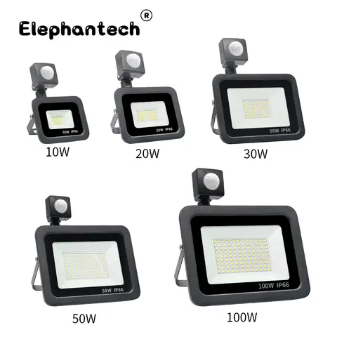 LED PIR 모션 센서 LED 홍수 빛 야외 Led 스포트라이트 LED 프로젝터 220V 100W 50W 30W 20W 10W 야외 램프 모션 감지기