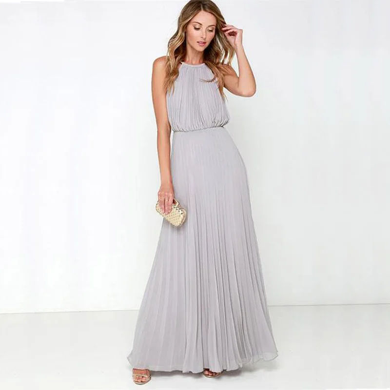 Sexy donne eleganti Boho Club Dress estate senza maniche Halter Bandage abito lungo Ladies Party damigelle d'onore Maxi abiti