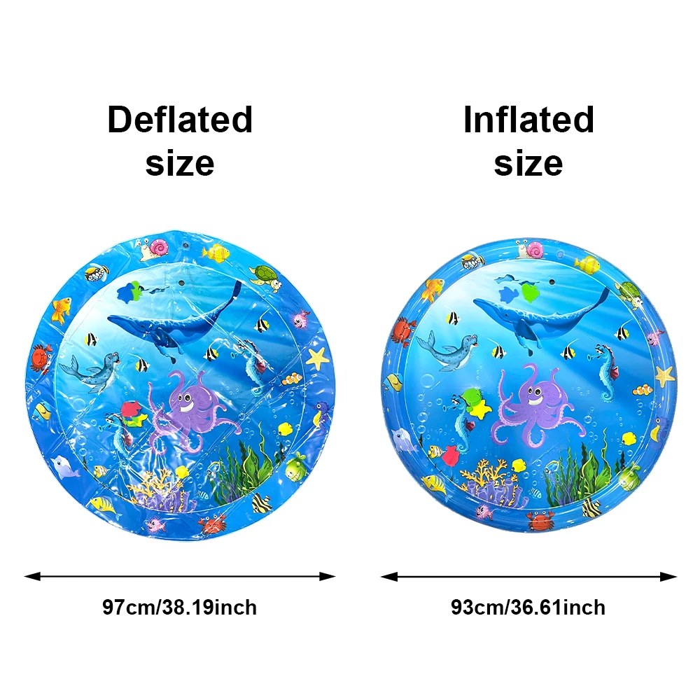 เบาะน้ำเป่าลมทรงกลมขนาด 100 ซม. ลายการ์ตูนดำน้ำในมหาสมุทร เหมาะสำหรับเป็นของเล่นเสริมพัฒนาการเด็ก ของขวัญที่สมบูรณ์แบบ