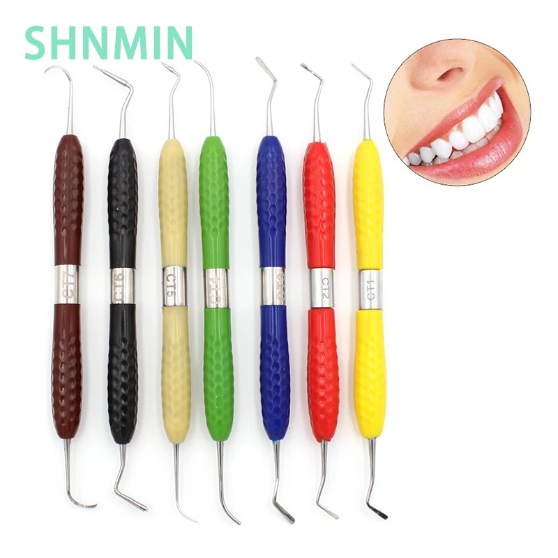 

7PCS/SET Dental Resin Filler Set Plastic Dresser With Silicone Handle Aesthetic Restoration Kit for Resin Knife Dentistry Tools