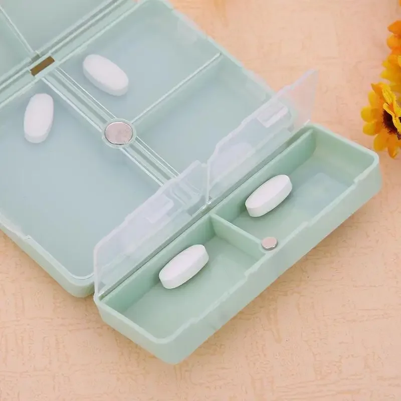 Magnetic Supplement Pill Box Organizer Tablet Storage Case Portable Medicine Case Foldable Container Dispenser Organizer