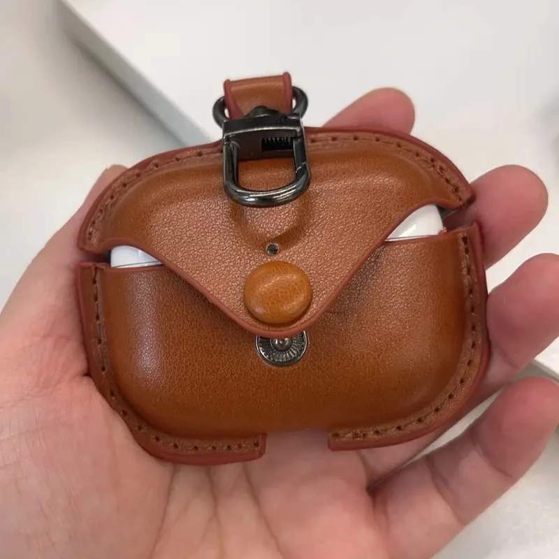 Per Airpods pro 2 Custodia in pelle Custodia per auricolari da lavoro Custodia per cuffie Custodia per cuffie Custodia in pelle PU di lusso per airpods 4 3