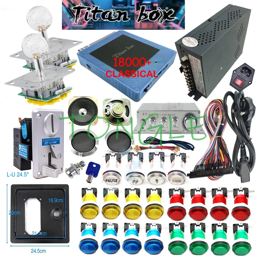 2 Players Titan Box 18000+ in 1 JAMMA Game Kit Copy SANWA Joystick LED Push Button Coin Acceptor for DIY Arcade Machine Cabinet