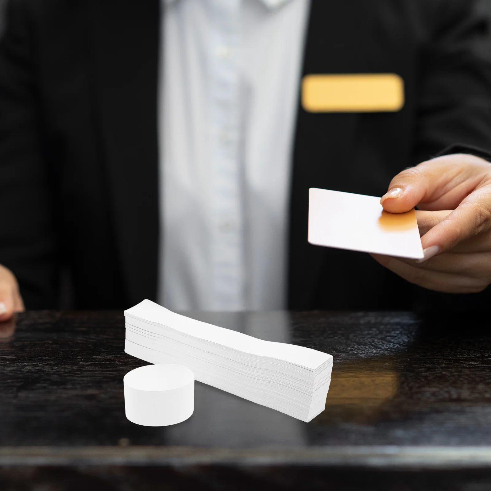 300 قطعة من أشرطة العملات البيضاء، أربطة نقود ذاتية اللصق للفواتير، أغلفة الأوراق النقدية، تنظيم النقدية، ورق لاصق مزدوج #4