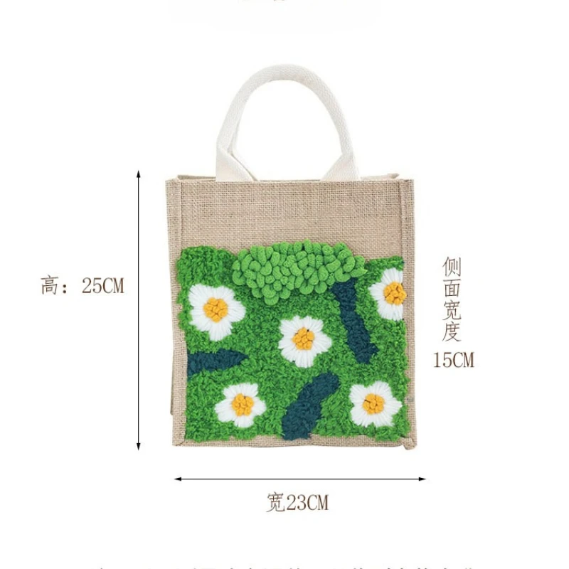 

DIY Linen Moss Pack Handmade Embroidery Material Package Beginner's Party Activities Activity Gift Handbag Arts,Crafts Sewing