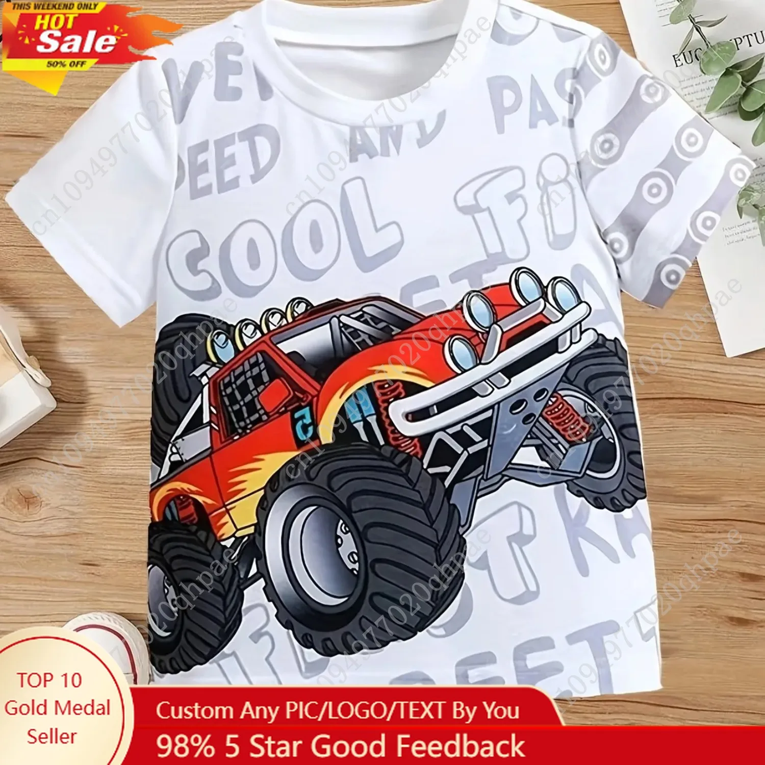 

Children's Clothing Boys Tshirt Short Sleeve Girl T-Shirt 3D Cartoon Truck Print Kids Summer Clothes Children's Boy's Clothing