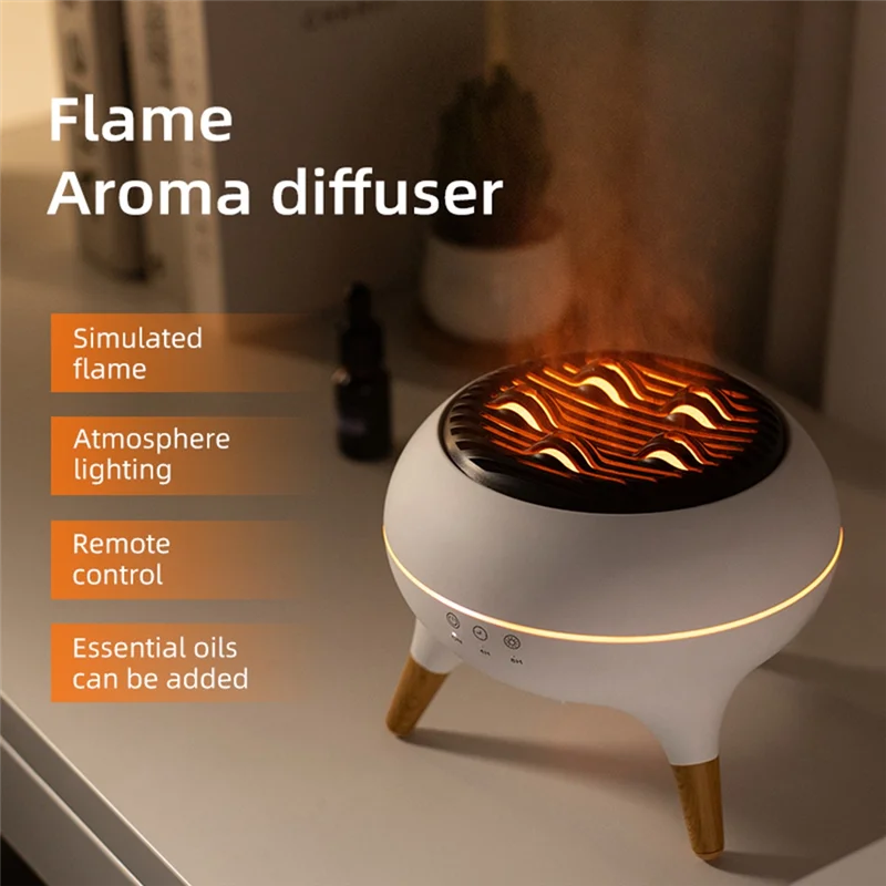 A59E-Essential Oil Diffuser 350Ml Cool Mist Diffuser HumidifierเปลวไฟและVolcano Waterless Auto-OffสําหรับHome