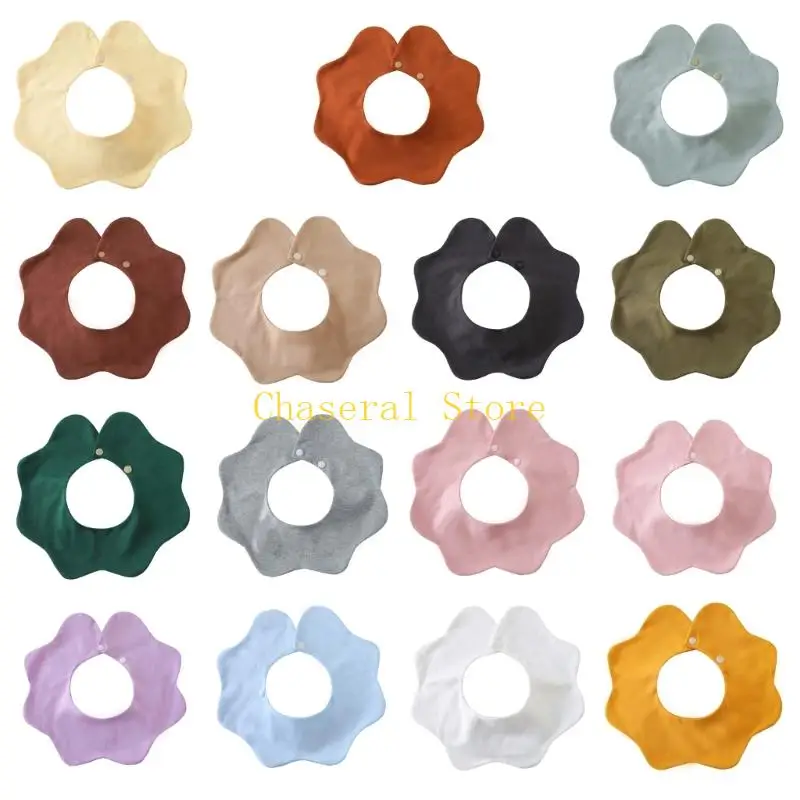 

E7CE Cotton Drooling Apron 360 Degree Rotating Burp Cloths Feeding Bib Adjustable Solid Color Nursing Bib for Baby 0-3 Year